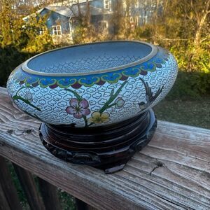 Cloisonné Bowl on Pedestal.  Antique.   Beautiful piece for display